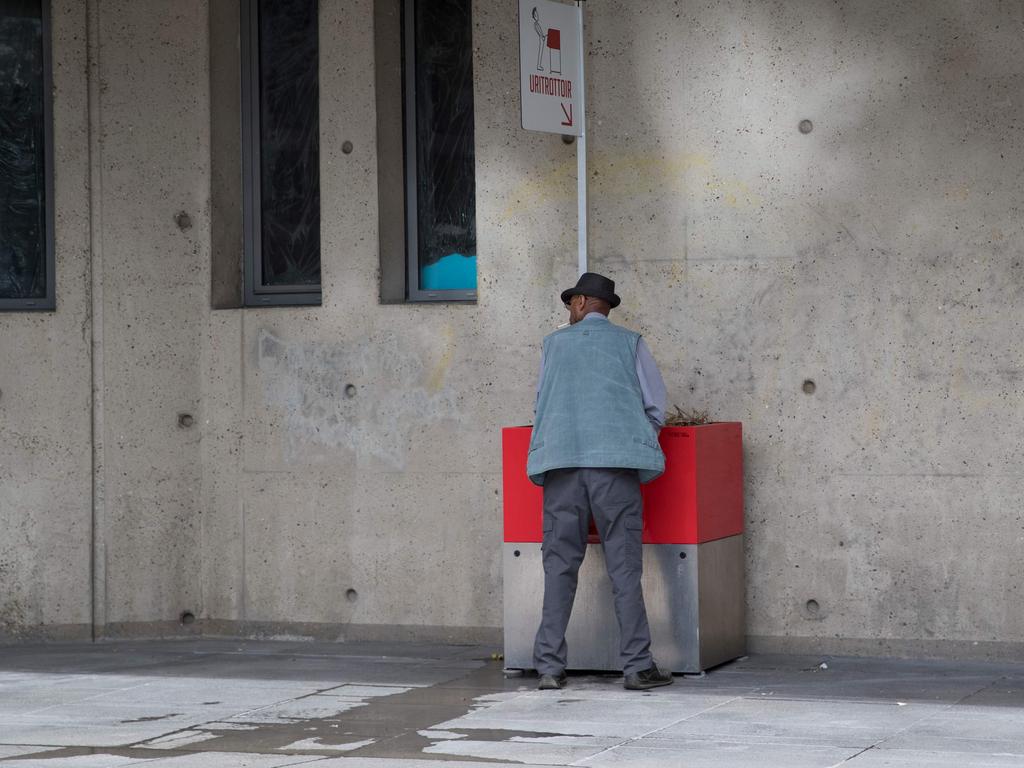 One of the new uritrottoir urinals near the Gare de Lyon in Paris. Picture: Thomas Samson/AFP