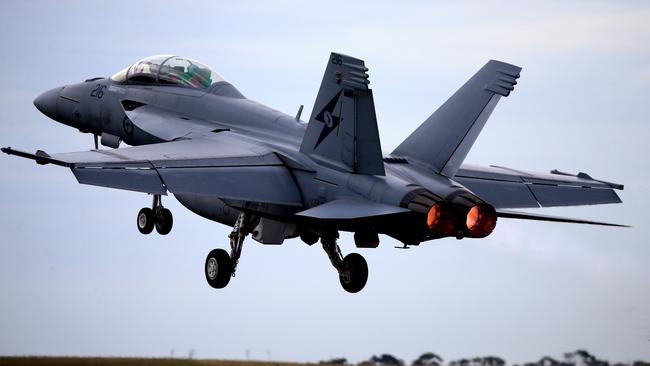 An F/A-18F Super Hornet will fly over the Gold Coast for ANZAC Day. Picture: Alex Coppel.