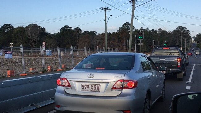 Work on a duplication bridge at Rochedale has slowed down traffic both ways on the M1. PHOTO: JUDITH KERR