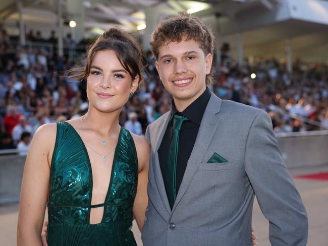 Polly Green and Brayden Pilic at the Southport State High School Formal at SeaWorld. Picture, Portia Large.