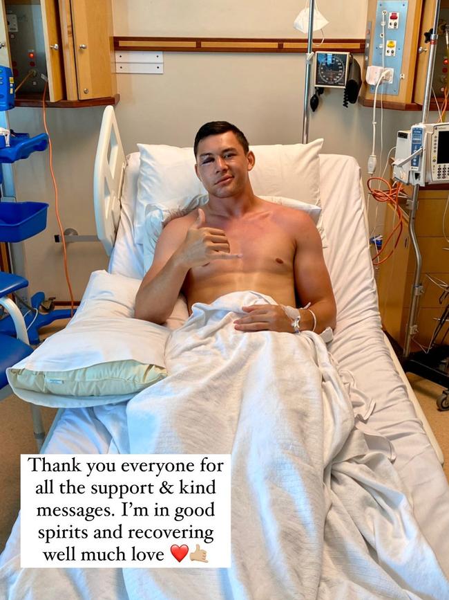 Sydney Roosters star Joey Manu after surgery to repair a broken cheekbone. Picture Instagram