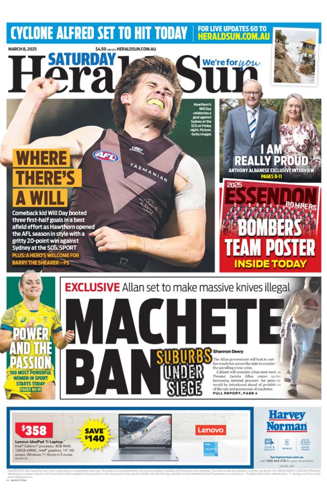 Herald Sun front page March 8