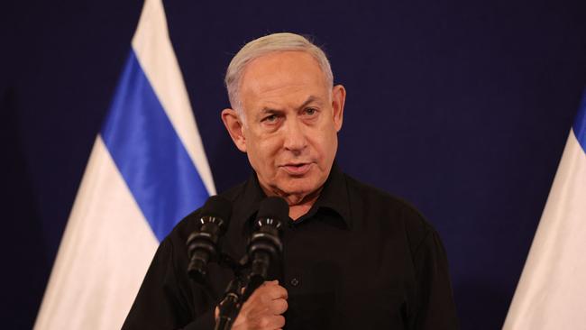 Israeli Prime Minister Benjamin Netanyahu speaks during a press conference. Picture: AFP