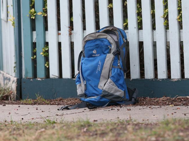 Investigators were examining a blue backpack. Picture: David Crosling