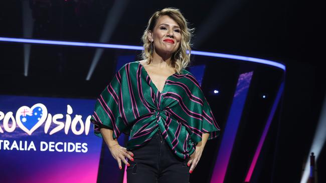 Bachelor Girl’s Tania Doko was called up only four weeks ago to sing her own song at Eurovision. Picture: AAP 