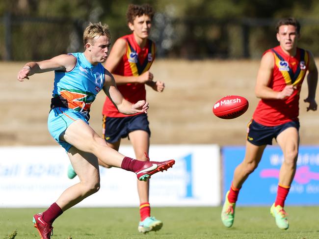 ADELAIDE, AUSTRALIA - MAY 26: Lenny Douglas of the Allies during the 2024 Marsh AFL Championships U18 Boys match between South Australia and Allies at Thebarton Oval on May 26, 2024 in Melbourne, Australia. (Photo by Sarah Reed/AFL Photos via Getty Images)