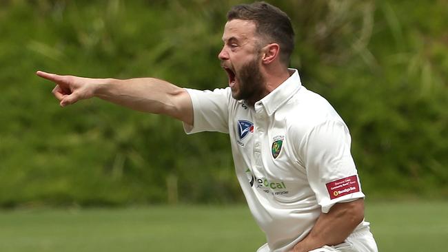 Michael Rogneda appeals for a wicket in Plenty Valley’s clash against St Bernard’s. Picture: Hamish Blair