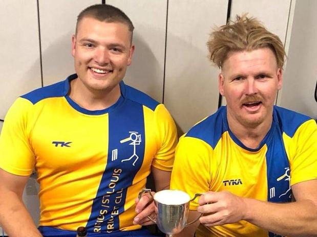 Patrick and Mark Jamieson of St Brigids St Louis with the DDCA T20 premiership. Picture: Supplied