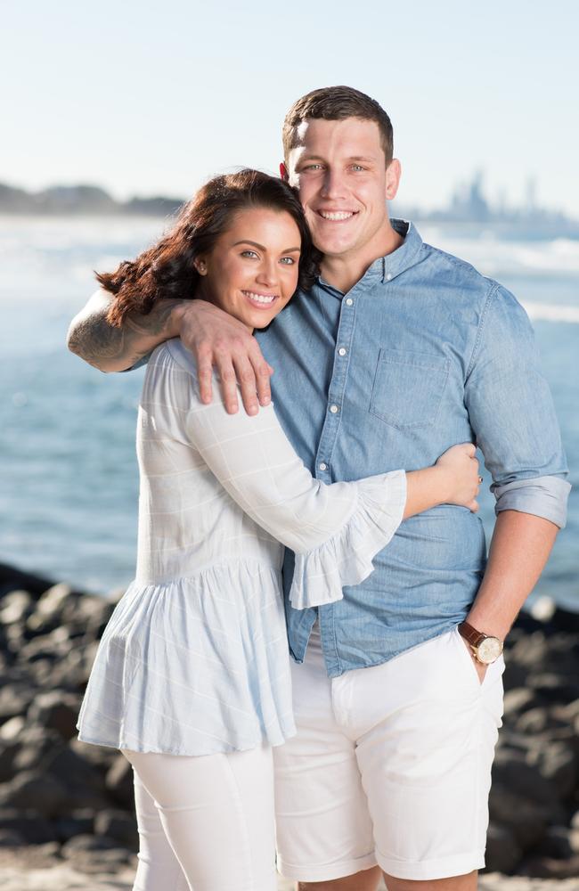 Courtney Thorpe and Jarrod Wallace began dating in 2017. Picture: Luke Marsden.