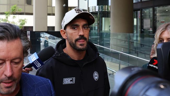 Richmond star Marlion Pickett leaves Perth Magistrates Court. Picture: Paul Kane/Getty Images