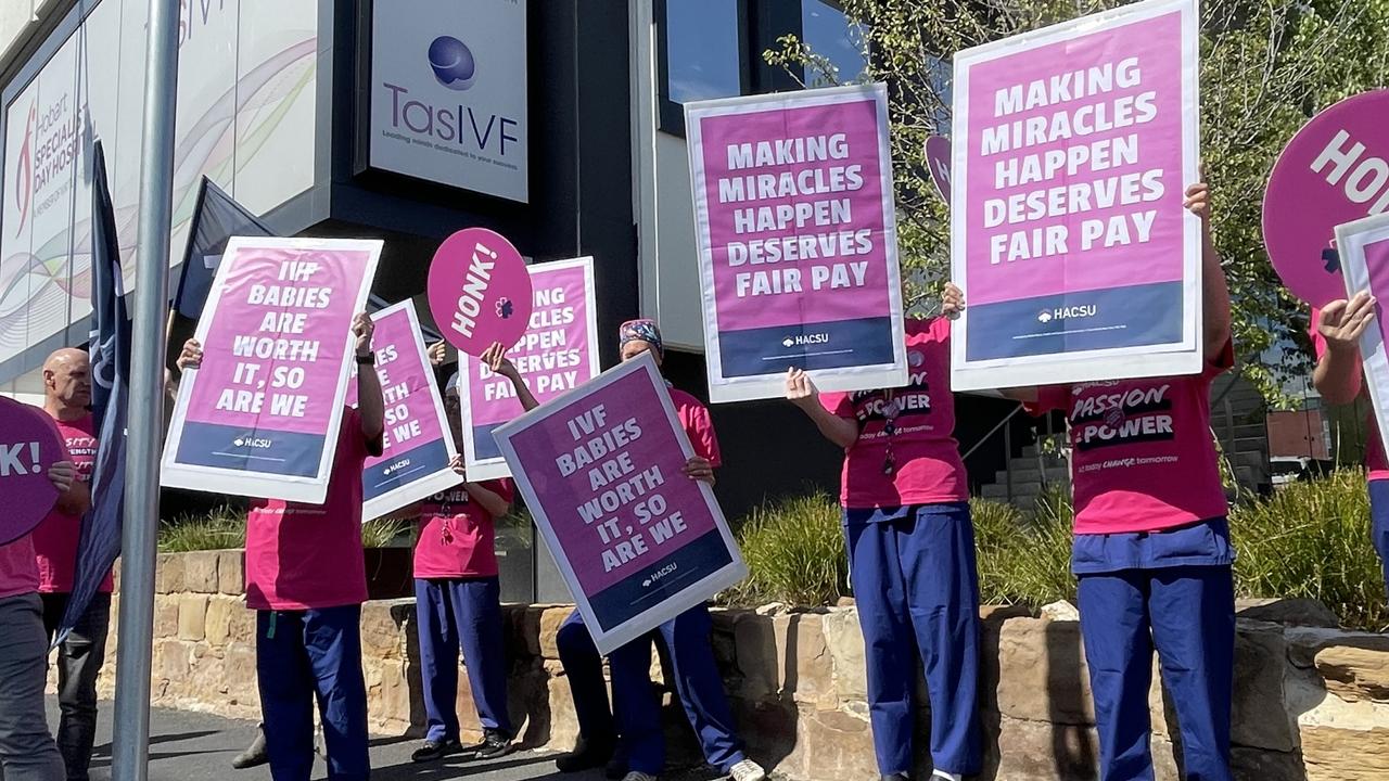 ‘Not interested in giving us a fair wage’: Hobart IVF staff walk off job