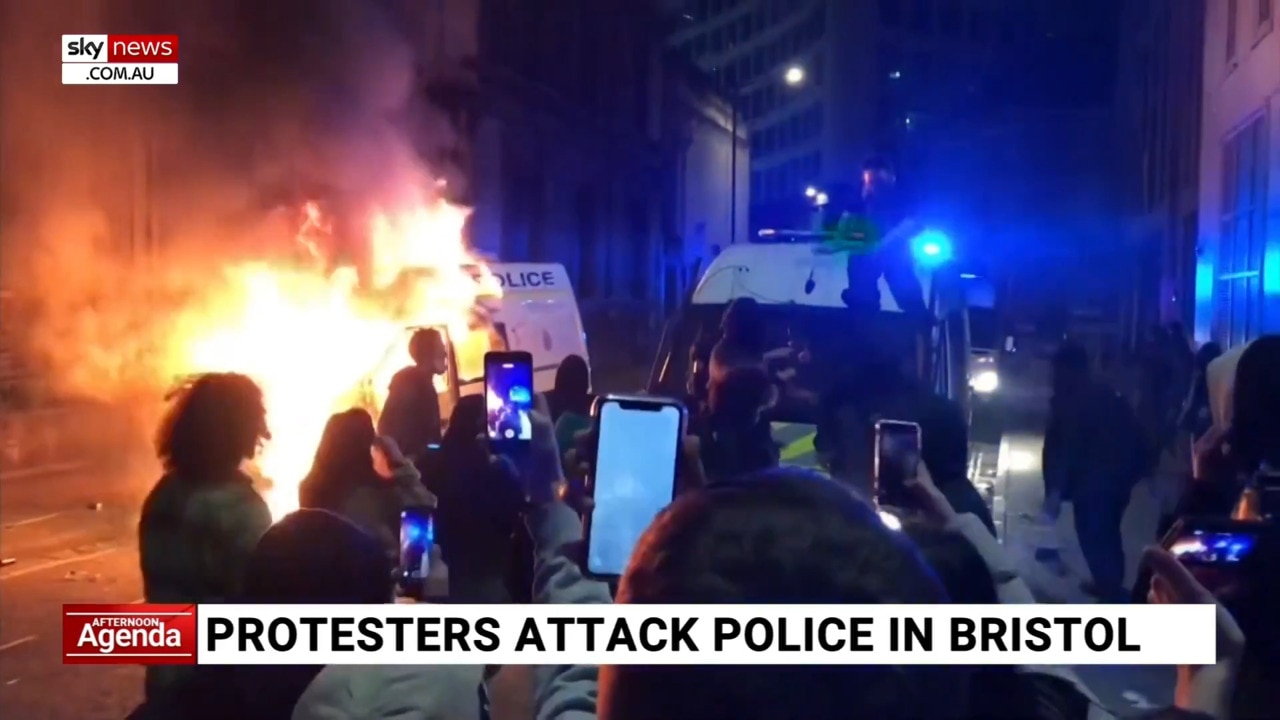 Bristol protests turn violent, two police officers hospitalised