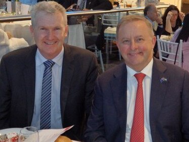 Tony Burke and Anthony Albanese at the fundraiser. Picture: Supplied