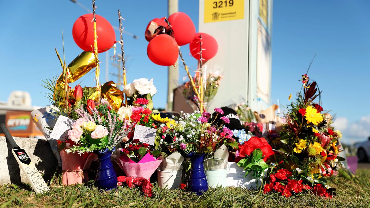 Memorial for the four teenagers killed in a roadside crash. Cnr of Bayswater Rd and Duckworth St. Picture: Alix Sweeney