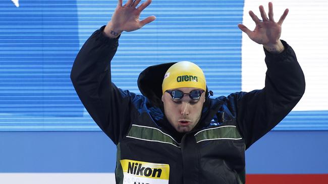 MELBOURNE, AUSTRALIA – DECEMBER 16: Kyle Chalmers of Australia warms up in the Men's 4x200m Freestyle Final on day four of the 2022 FINA World Short Course Swimming Championships at Melbourne Sports and Aquatic Centre on December 16, 2022 in Melbourne, Australia. (Photo by Daniel Pockett/Getty Images)