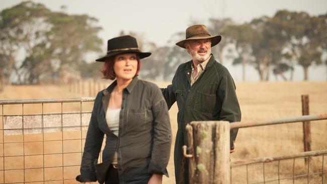 Miranda Richardson, Sam Neill in a scene from the Australian movie Rams.