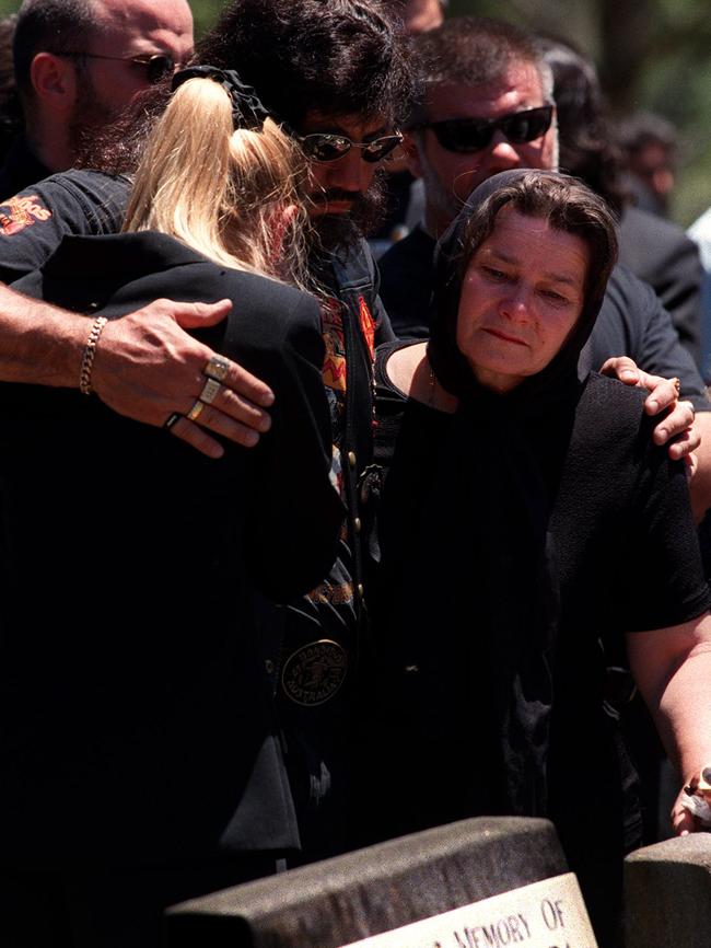 Bandidos, friends and relatives at funeral of slain bikie gang leader Michael Kulakowski.