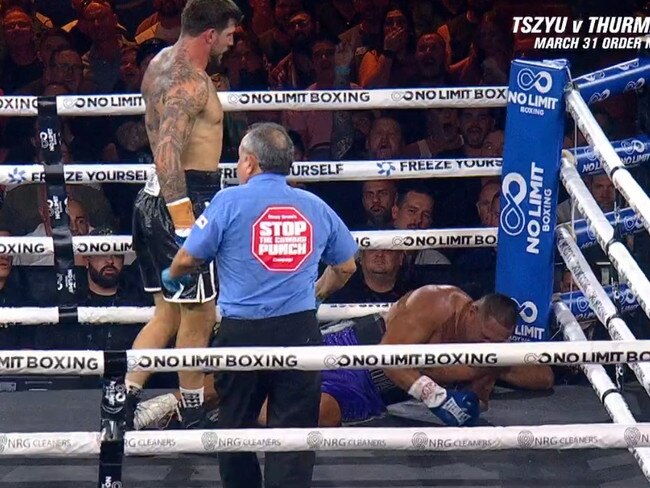 Curtis Scott claims the KO on debut. Photo: Fox Sports