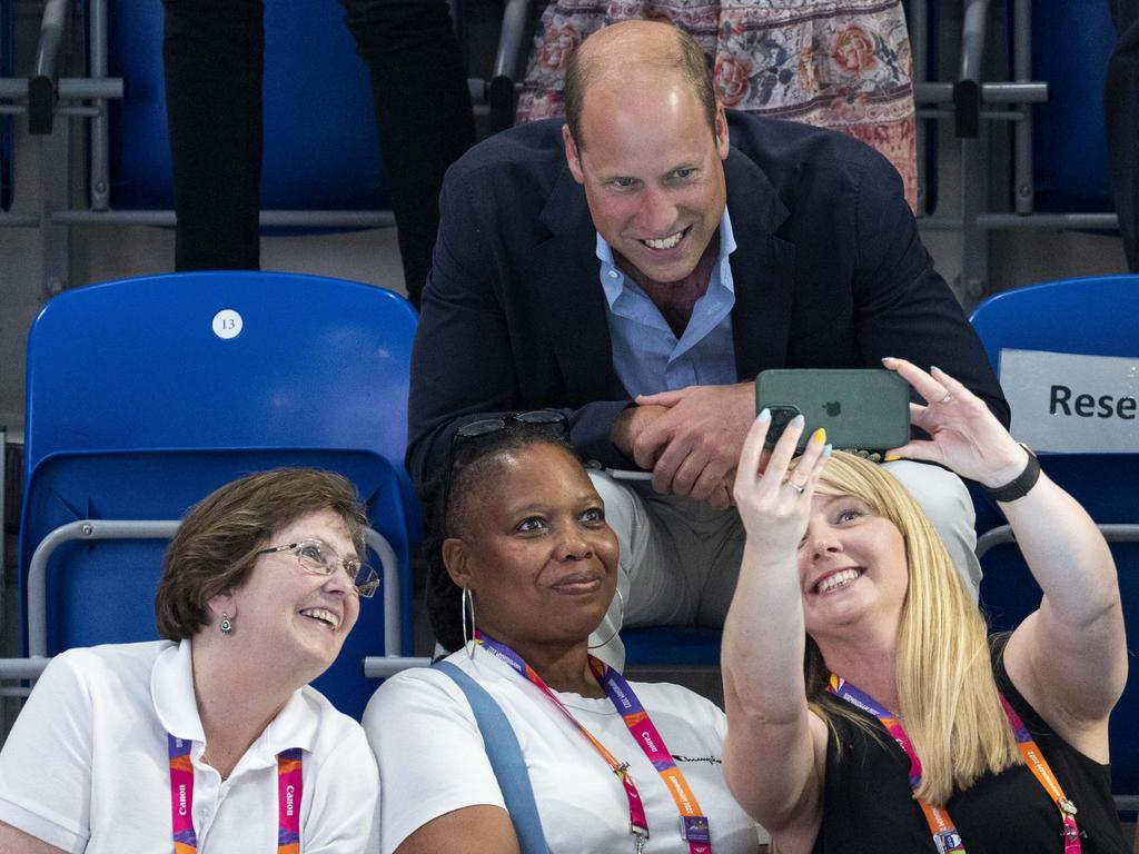 Prince William posing for a selfie during the 2022 Commonwealth Games. Picture: Mark Cuthbert/UK Press via Getty Images