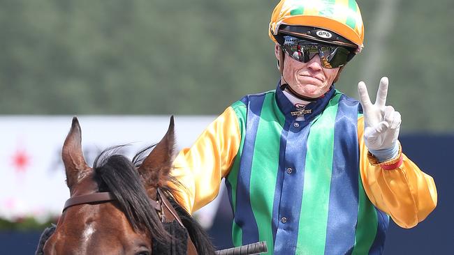 Craig Williams was pleased after riding Ball of Muscle to victory in the Schillaci Stakes at Caulfield. Pic: Michael Klein