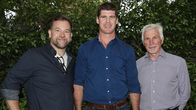 Lehmo with Jonathan Brown and Mick Malthouse. Picture: Ian Currie