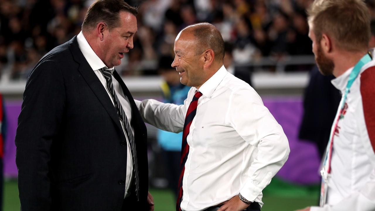 Steve Hansen and Eddie Jones are long-time friends and rivals. Picture: David Davies/PA Images via Getty Images