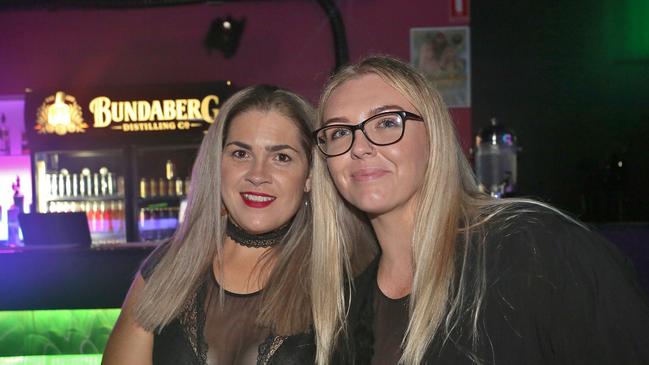 L-R Emma Warren and Skye Gonzallez at Zodiac Nightclub.Photo Liam Fahey / Morning Bulletin