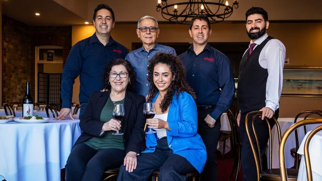 The Fazzari family are set to close their restaurant Enzo's on Port Road after 25 years. (Back) Alex, Enzo, Matt and Anthony. (Front) Teresa and Natalie, at Hindmarsh. Picture: Tom Huntley