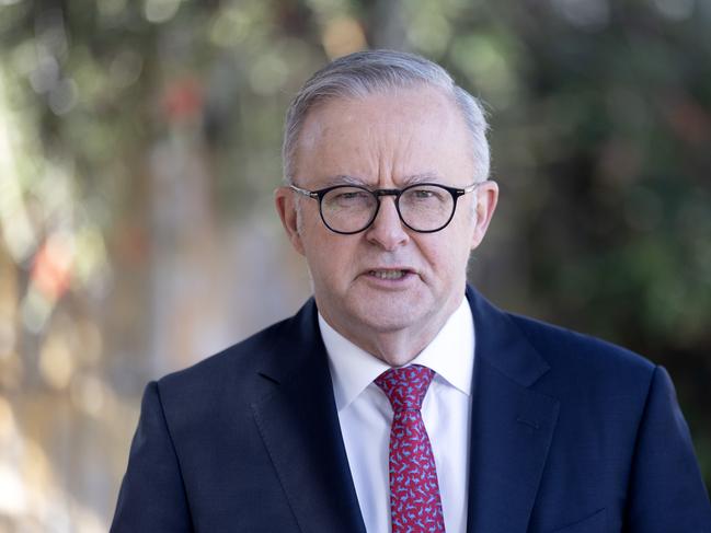 MELBOURNE, AUSTRALIA - NewsWire Photos - OCTOBER 2, 2024. Prime Minister Anthony Albanese speaks at a door stop in Moonee Ponds. The Prime Minister, Anthony Albanese, is in Melbourne today with the Minister for the NDIS and Government Services, Bill Shorten. Picture: David Geraghty / NewsWire