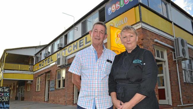 HOPING FOR REPRIEVE: Mitchell Hotel manager Mark Young and Ooline Restaurant manager Sue Alm are closing the hotel's doors next week unless a buyer comes forward. Picture: Molly Hancock