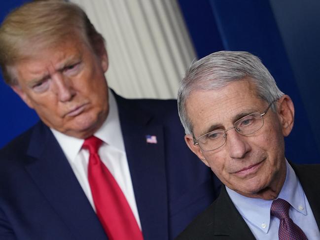 Mr Trump and Dr Anthony Fauci. Picture: AFP