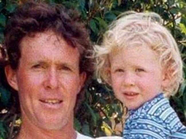 A photo of the Christchurch Australian shooter Brenton Tarrant in his father Rodney's arms. Rodney Tarrant - died of cancer when the Brenton was younger. 