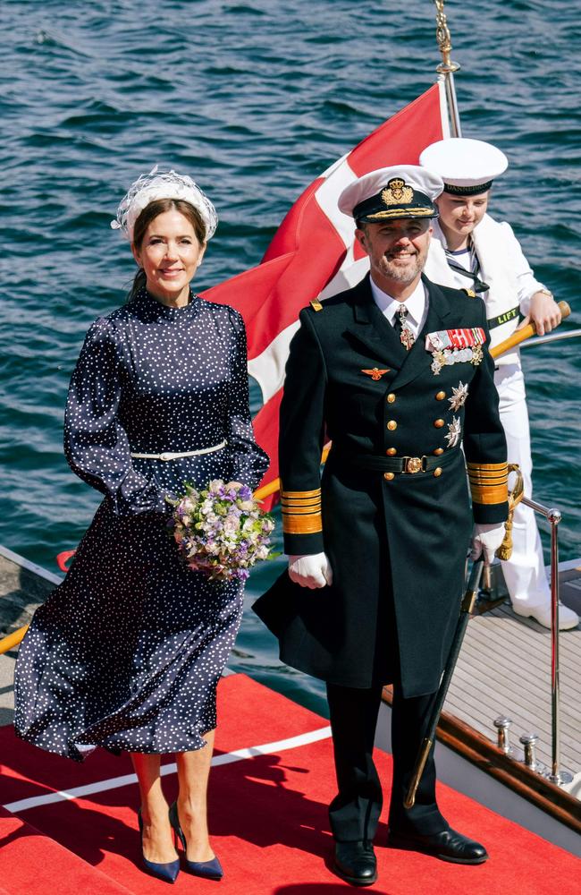 King Frederik X of Denmark and Queen Mary of Denmark pose before boarding the Royal Ship Dannebrog from Nordre Toldbod waterfront in Copenhagen. Picture: Ritzau Scanpix / AFP