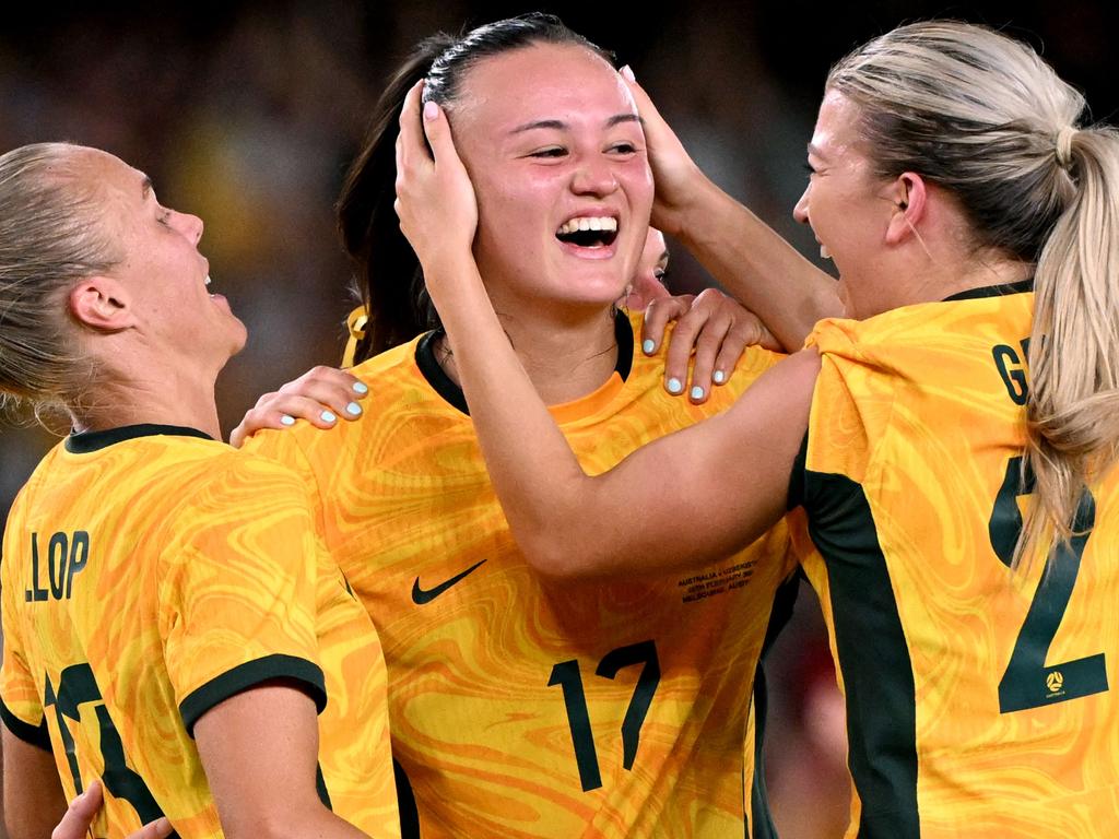 Australia's Amy Sayer ruptured her ACL while playing for Swedish club Kristianstads. Picture: AFP