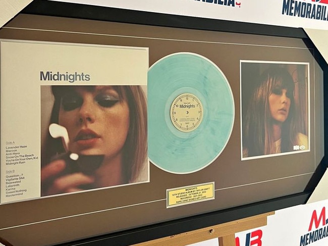 A handsigned Midnights Vinyl with JSA Authentication went online for $2495. Picture: Facebook