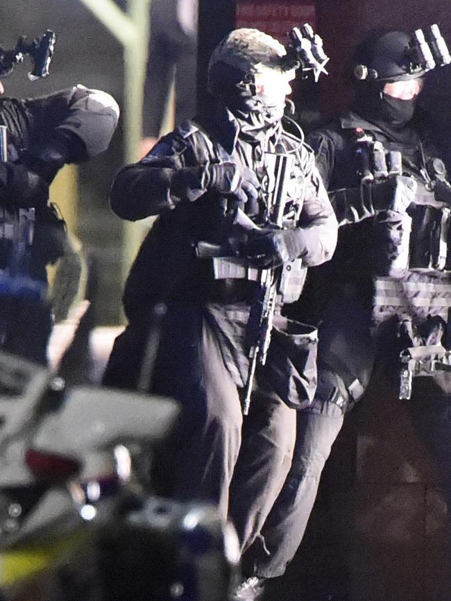 Tactical police outside the Lindt Cafe during the siege. Picture: Gordon McComiskie