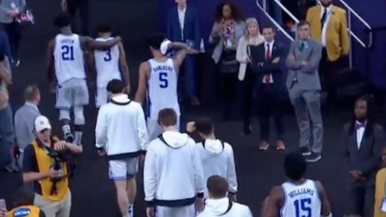 Duke players snubbed the handshake line and headed straight for the tunnel. Pic: Twitter