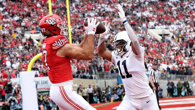 Thomas Yassmin scores a touchdown for the Utah Utes in the 2023 Rose Bowl. Picture: Getty Images