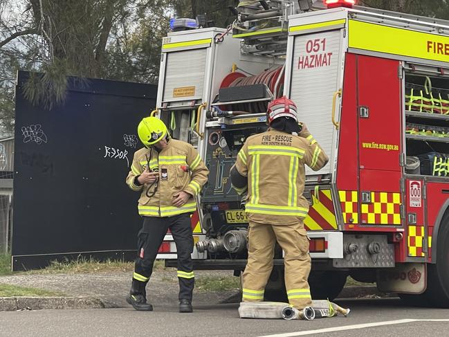 NSW Fire and Rescue brigades from Dee Why and Forestville were called in to tackle the fire. Picture; Brian Roberts