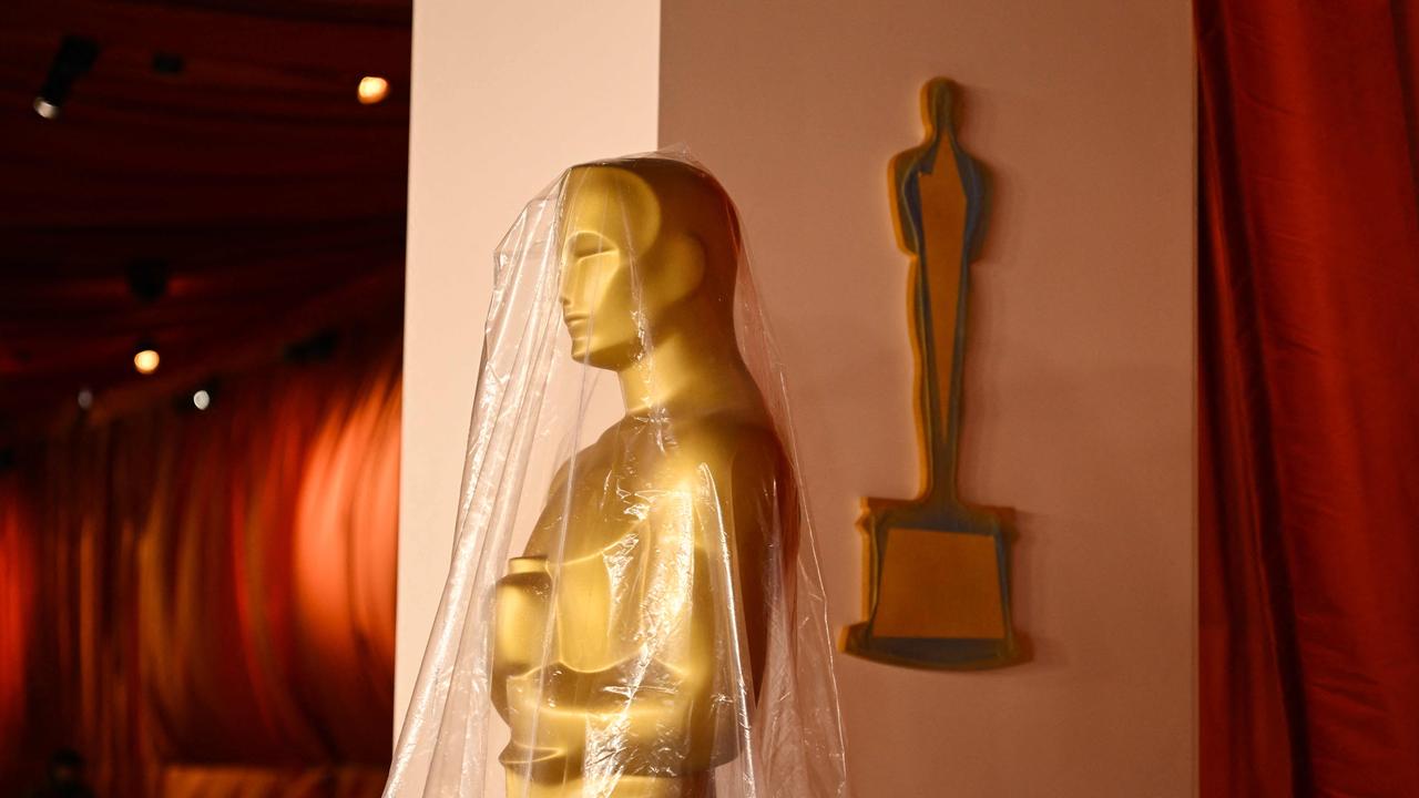 The finishing touches are being put on the Oscars ahead of Monday’s ceremony. Picture: Patrick T. Fallon/AFP