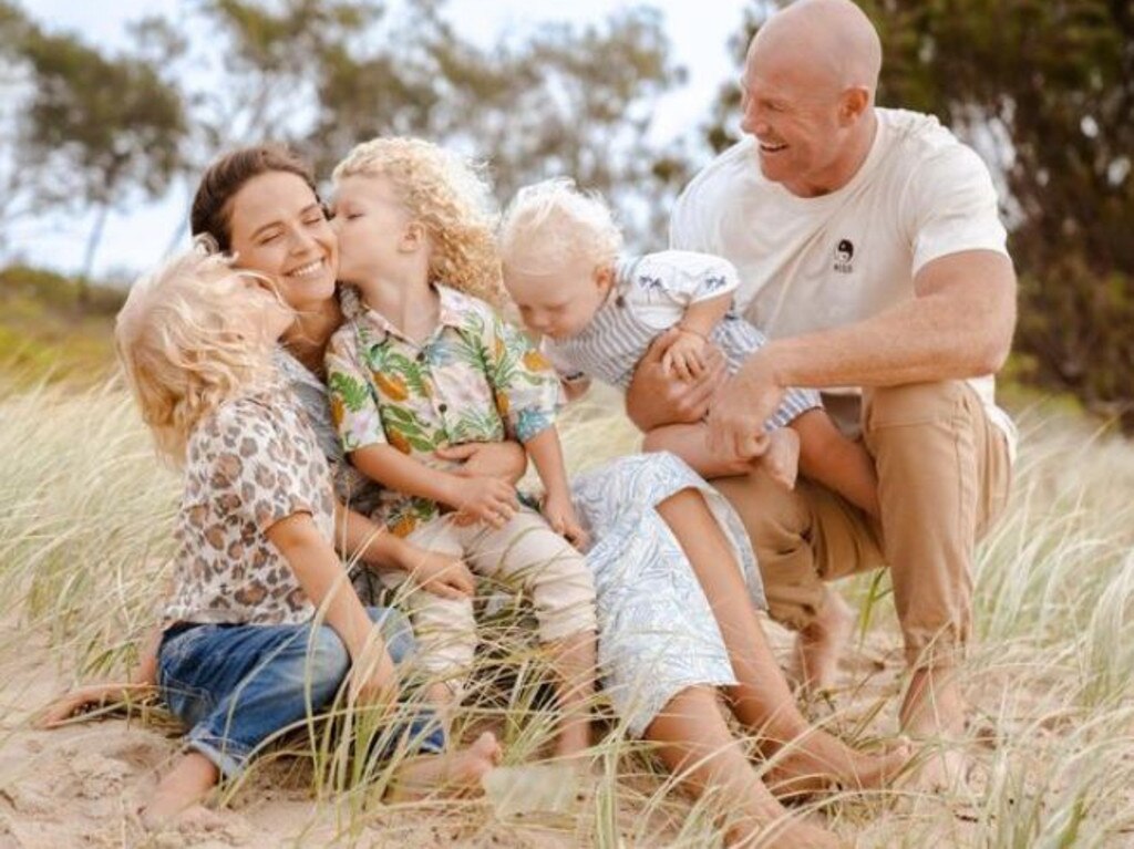 Barry Hall and wife Lauren Brant with their children Houston, Miller and Samson. Photo: Instagram