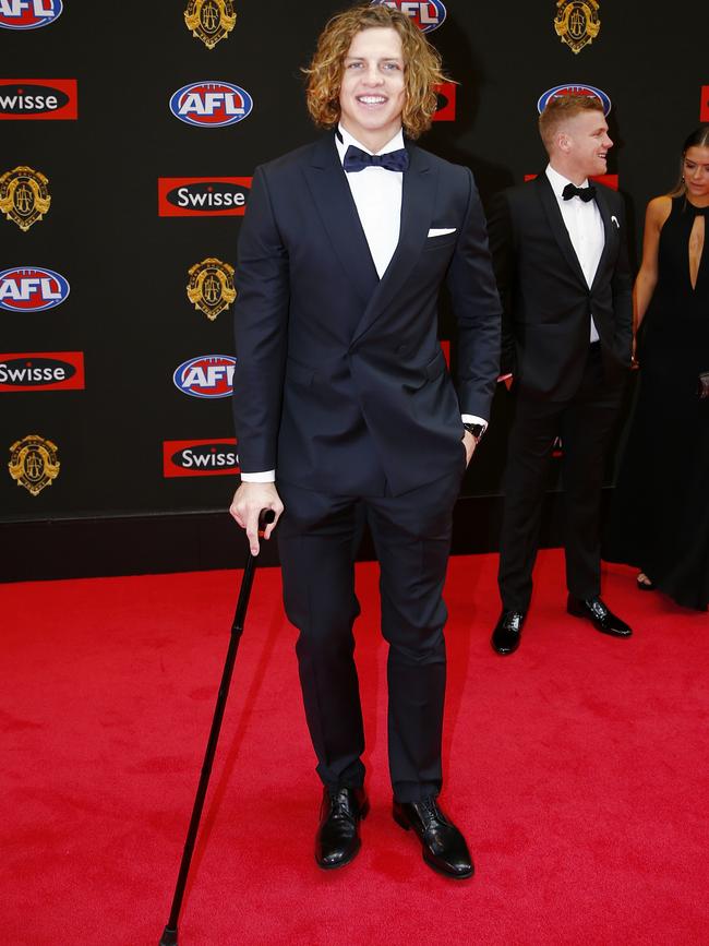 Nat Fyfe rocks his cane at the Brownlow Medal. Picture: Michael Klein