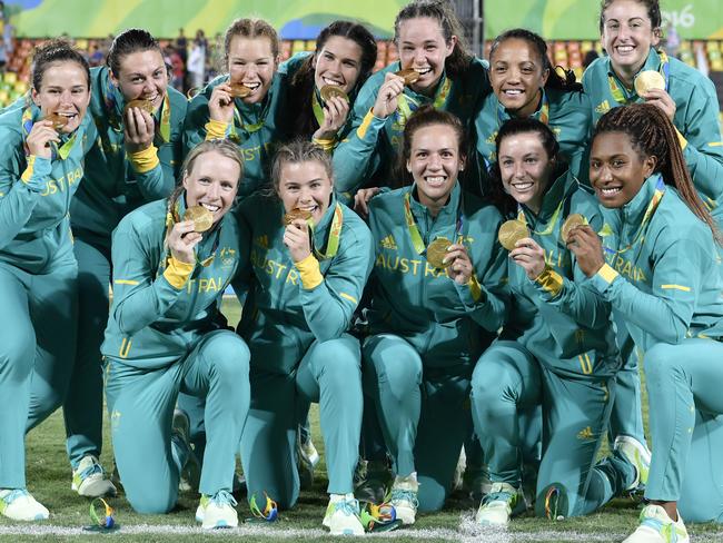 Gold medallists Australia after beating New Zealand.