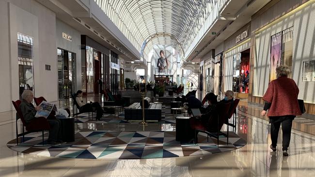 Shoppers were seen sitting on lounges at the centre.