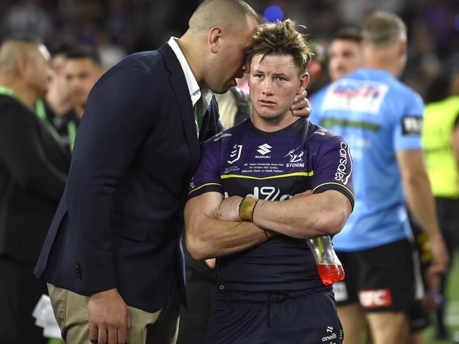 NRL 2024 Grand Final Melbourne Storm v Penrith Panthers - Nelson Asofa-Solomona and Harry Grant Dejection Picture NRL photos