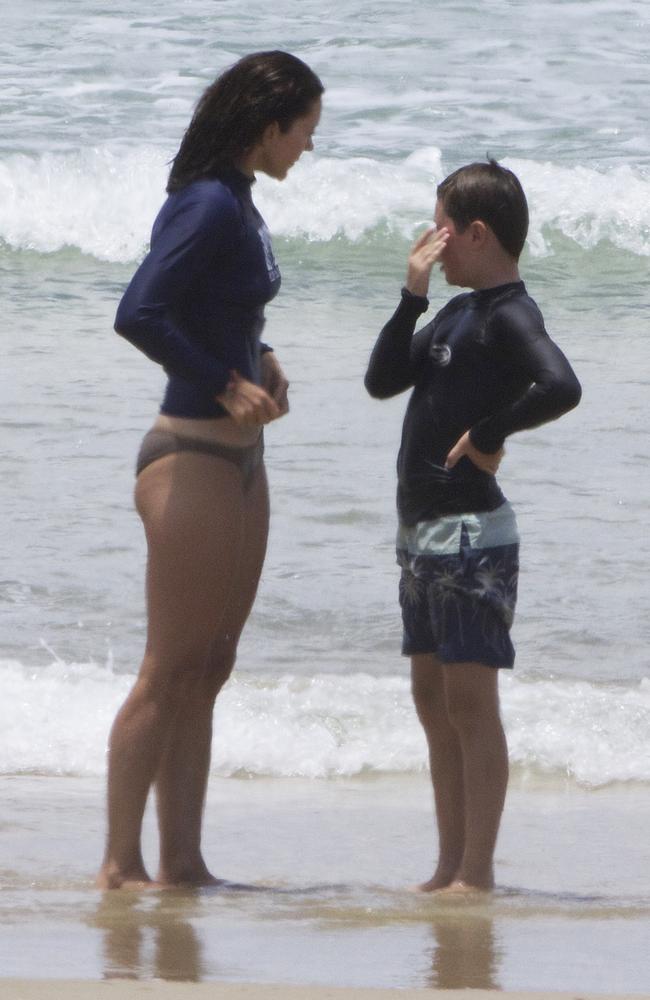 Princess Mary and son Christian at Mermaid Beach, QLD. Picture: INF