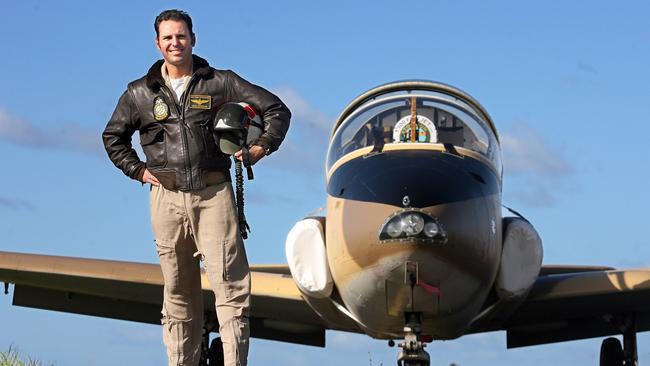 Daniel Duggan when managing director and chief pilot of Top Gun Tasmania with his jet. Picture: Supplied