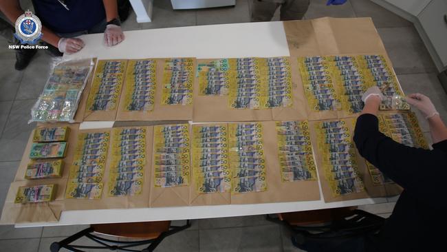 Cash seized by police. Picture: NSW Police