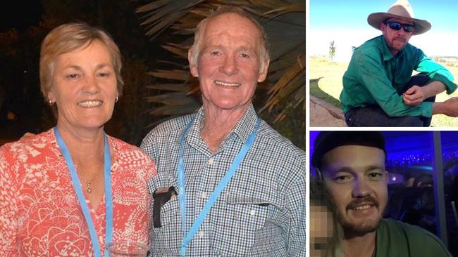 Maree and Merv Schwarz and Graham Tighe (top right) all died after a shooting at a Bogie property west of Bowen. Ross Tighe (bottom right) survived a gunshot wound to the stomach after undergoing emergency surgery.