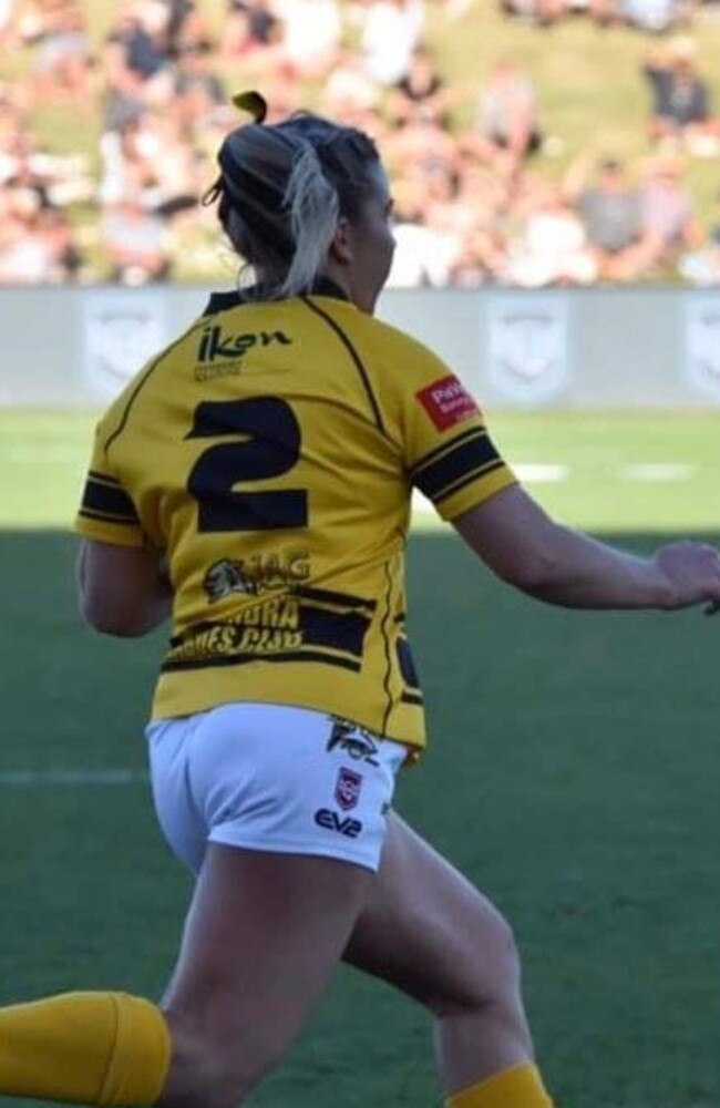 Caloundra Sharks outside back Zoey Parfrement in action.
